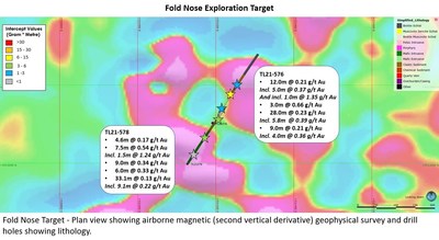 Figure 6:  Fold Nose Results (CNW Group/Treasury Metals Inc.)