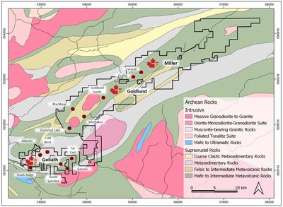 Figure 4: Geological Map of Goliath Gold Complex Regional Exploration Targets (CNW Group/Treasury Metals Inc.)
